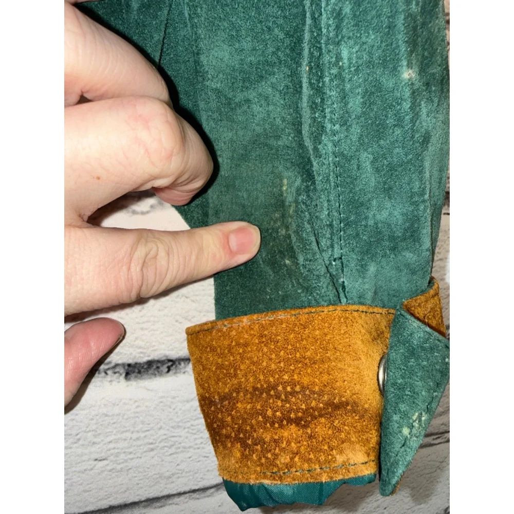 Women's G4000 Suede Leather Jacket VINTAGE Green Boho Southwest size Large 1980s